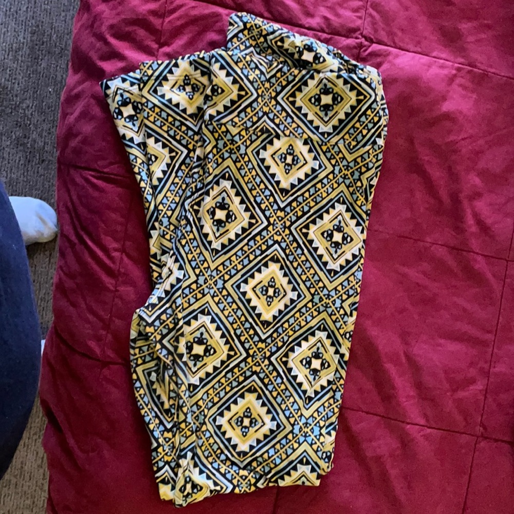 LuLa Roe Leggings Blue and Yellow